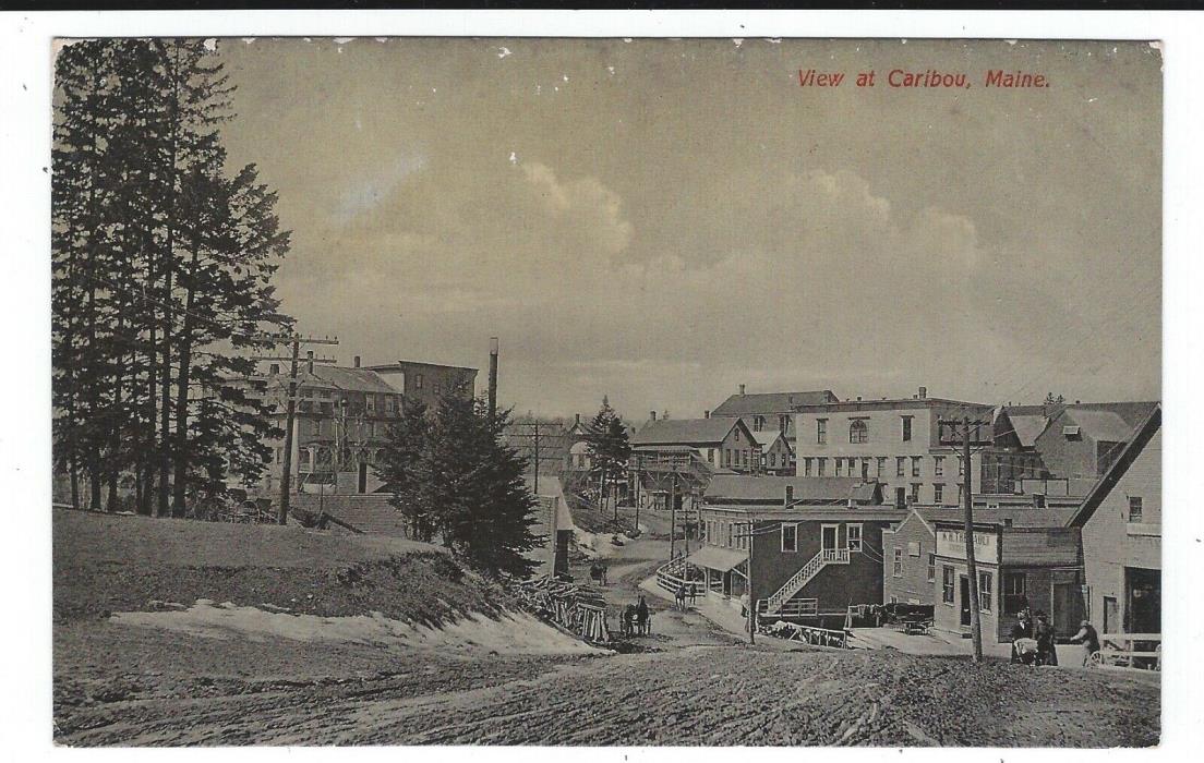 View of Downtown Caribou, Maine Vintage Postcard