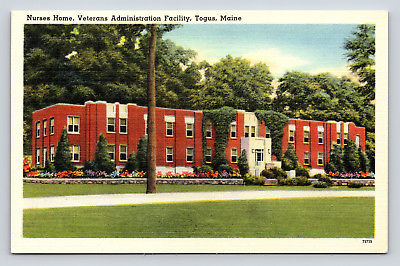 Postcard Nurses Home Veterans Administration Facility Togus Maine Vintage Linen