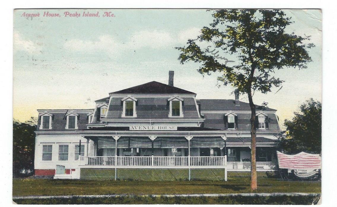 Avenue House, Peaks Island, Maine G. W. Morris Vintage Postcard