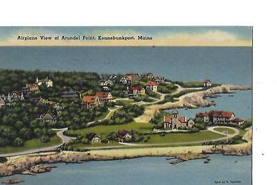 AIRPLAINE VIEW OF  ARUNDEL POINT, KENNEBUNKPORT, MAINE, 1940'S  POST CARD