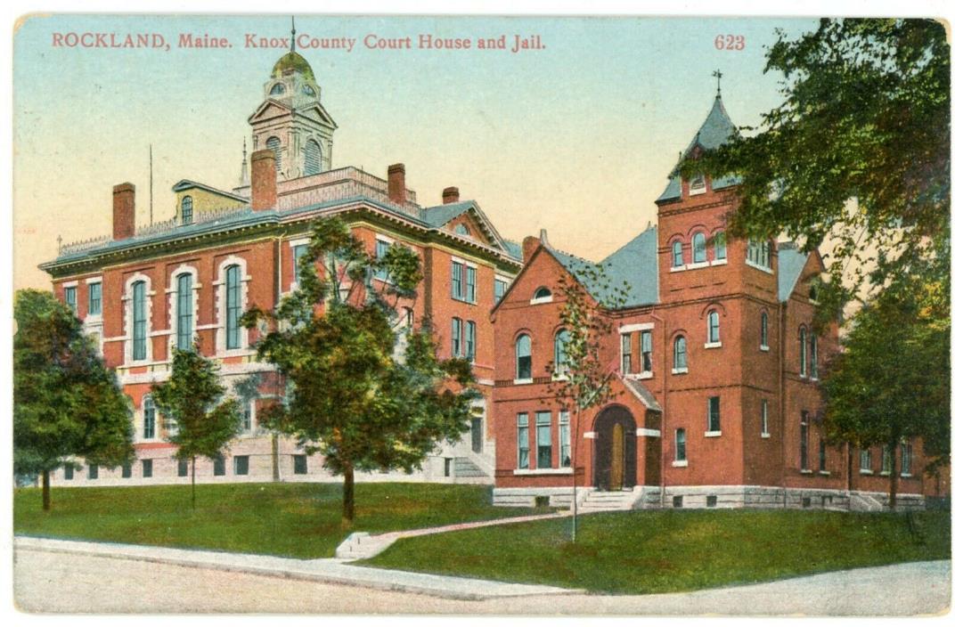 Postcard - Rockland, Maine Knox County Court House and Jail - Circa 1910