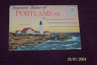 Vintage  Maine    Portland   Lighthouse Scene 2     Linen  Postcard  Folder