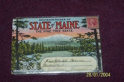 Vintage  Maine State Pine Tree Pre    Linen  Postcard  Folder