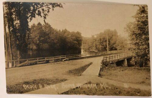 Bridge & River South Windham ME Maine ME RPPC 1927