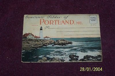 Vintage  Maine    Portland   Lighthouse     Linen  Postcard  Folder