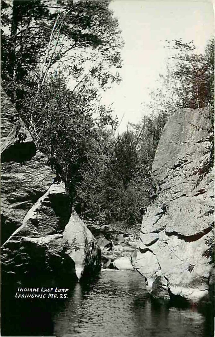 Real Photo Postcard Indians Last Leap, Springvale, Maine - ca 1940s-1950s