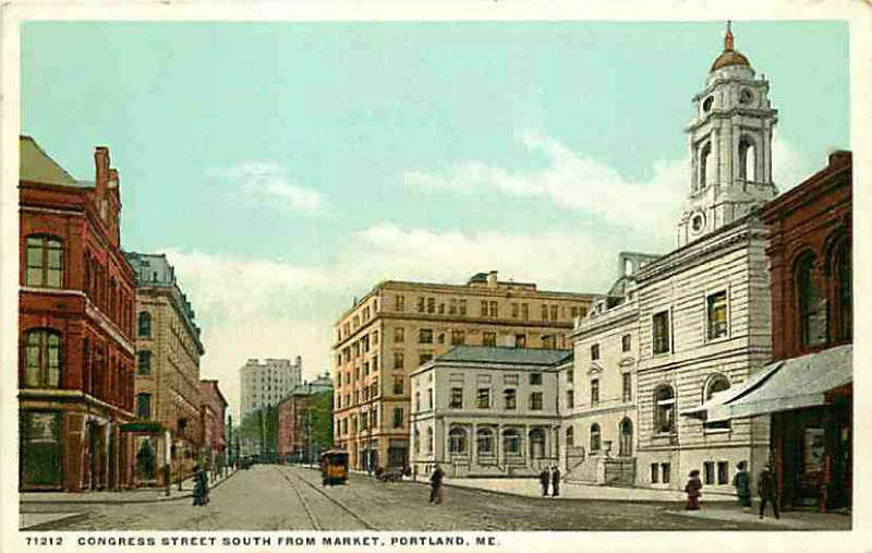 Postcard Congress Street Scene, Portland, Maine - Detroit Publishing Co. 71212
