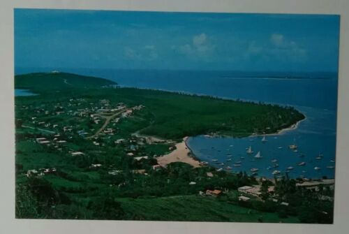Vintage PUERTO RICO Postcard GREETINGS Aerial View Las Croabas Fajardo