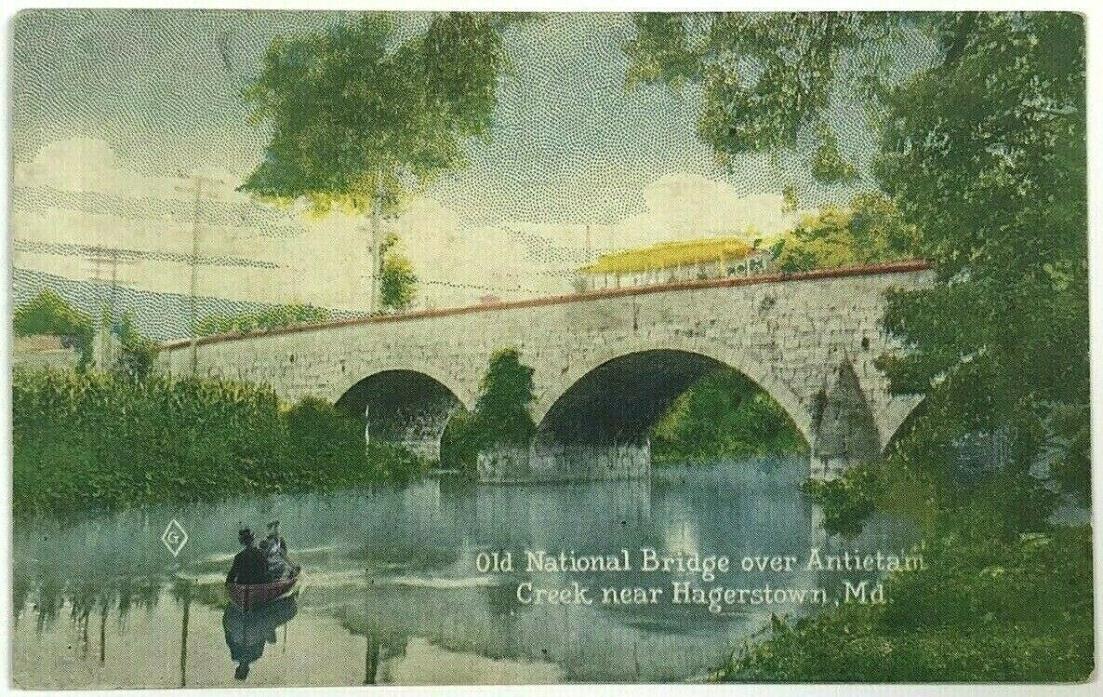 1900's 1907 Old National Bridge Over Antietam Creek Hagerstown Maryland MD