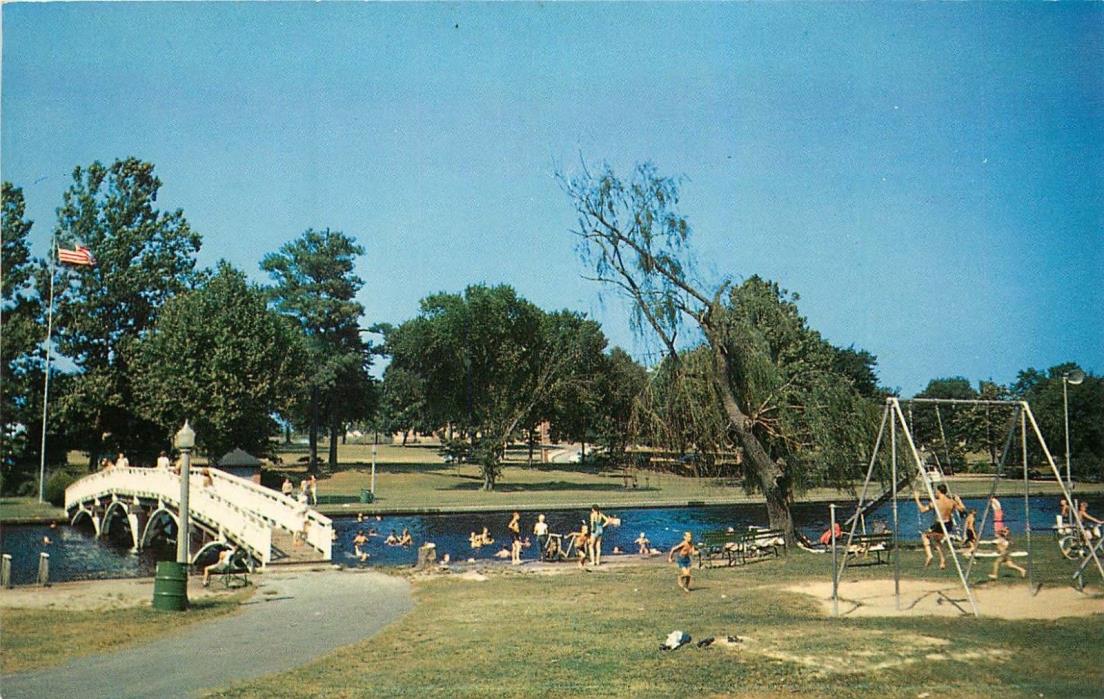 Salisbury, MD, Municipal Park, Children's Playground, Vintage Postcard d452