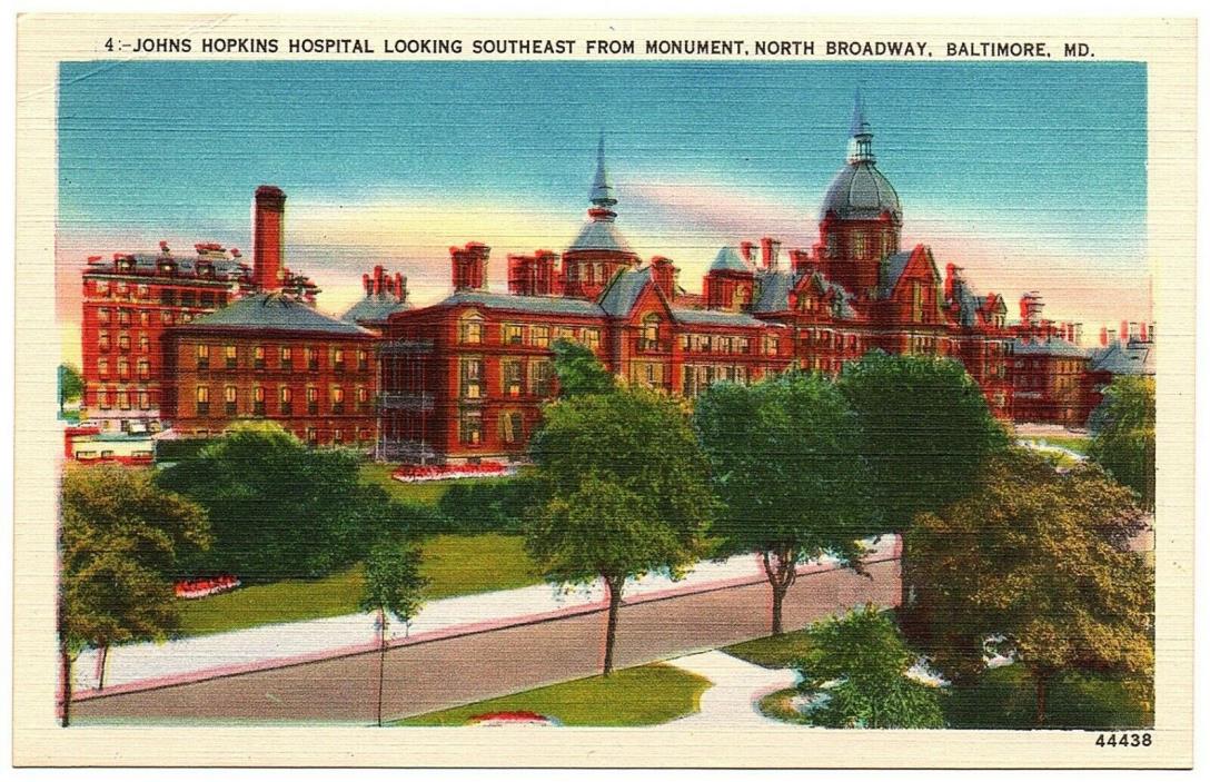 Baltimore MD Postcard Johns Hopkins Hospital Aerial View From Monument #75601