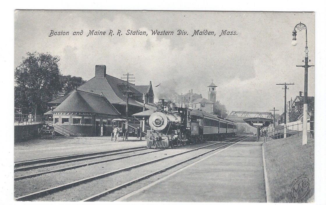 Boston & Maine Train Station, Malden, Massachusetts Vintage Postcard
