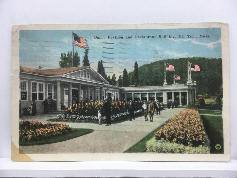 Dance Pavilion and Restaurant Building, Mt. Tom, Mass~1927 Postcard