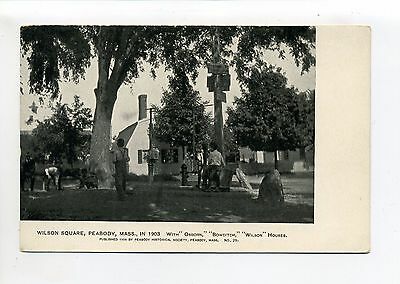 Peabody MA Mass Wilson Square, historic houses, children playing baseball? early