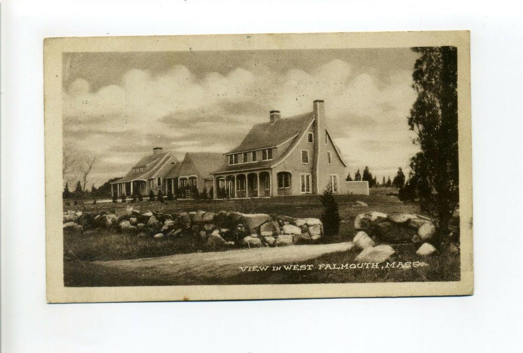 Cape Cod MA Mass 1925 antique postcard, View in West Falmouth
