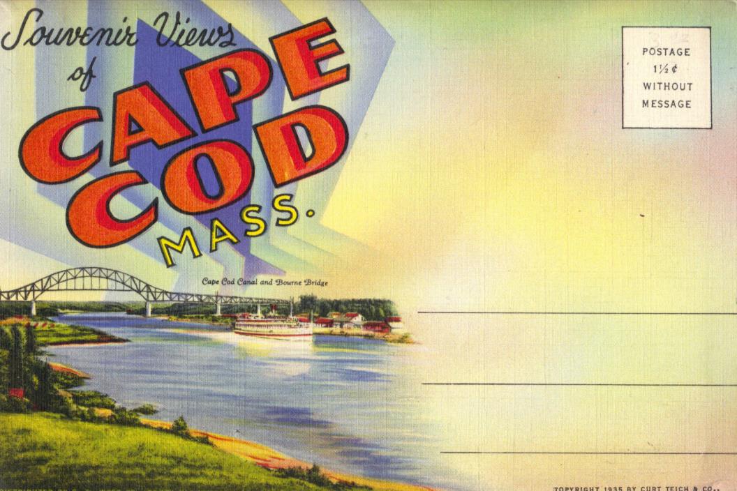 CAPE COD Massachusetts Souvenir views fold-out postcard 1935