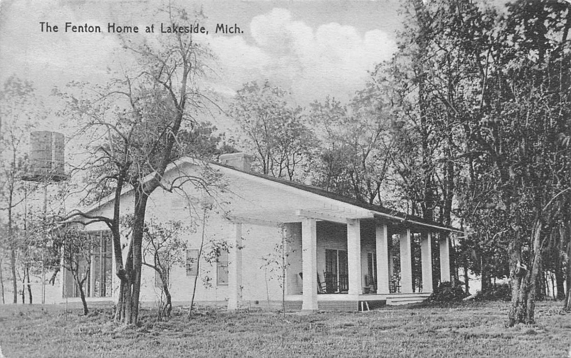 Lakeside Michigan~The Fenton Home~Water Tower~Screen Porch~Rocking Chairs~1910