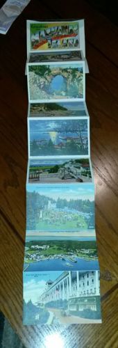 Vintage 1935 Copy Right Accordion Postcard Booklet Mackinac Island, Michigan MI