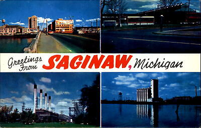 Saginaw Michigan Chevy Transmission Plant Genesee St Bridge Grain Terminal~1960s