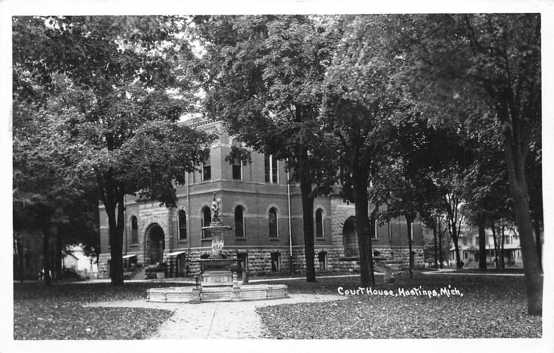 Hastings Michigan MI 1940s RPPC Real photo Postcard Court House
