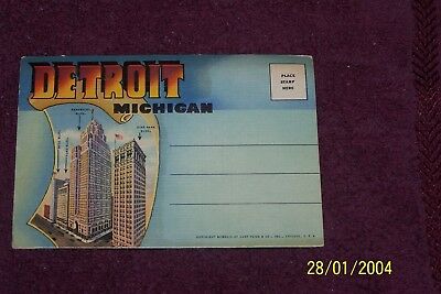 Vintage Michigan Detroit   Dime Bank  Building   Linen  Postcard  Folder