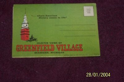 Vintage Michigan Greenfield Village    Linen  Postcard  Folder