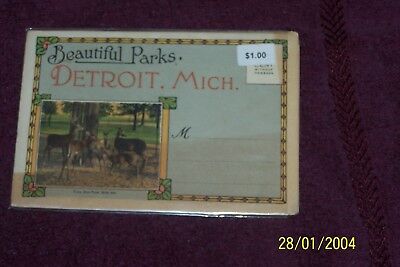 Vintage Michigan Detroit   Parks   Pre   Linen  Postcard  Folder