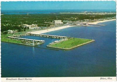 Postcard Mississippi MS Biloxi Broadwater Beach Marina Aerial  View