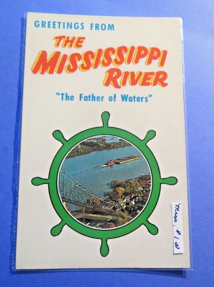 Greetings from the Mississippi River Vintage Old Postcard PC4576
