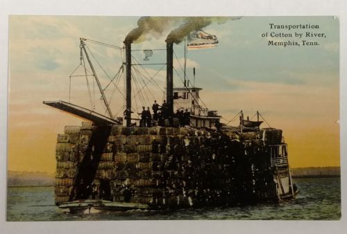 Cotton Boat on MISSISSIPPI River—Steamer Steamship Boat Rare Mississippi TN