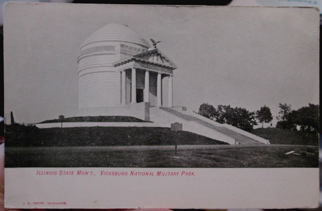 c1905 Illinois State Monument Vicksburg Ntl Military Park Vicksburg MS postcard