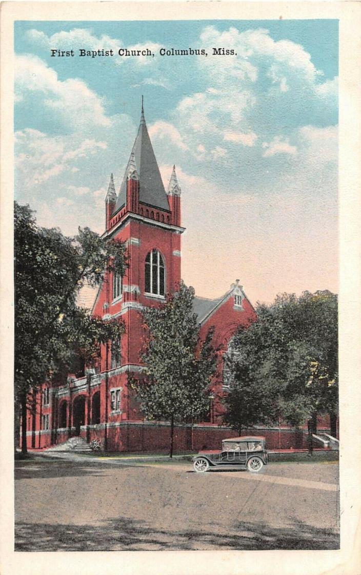 c.1920 First Baptist Church Columbus MS post card