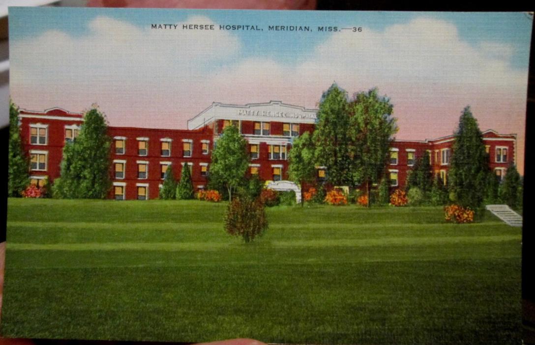 c1940s Matty Hersee Hospital Meridian Mississippi MS postcard view