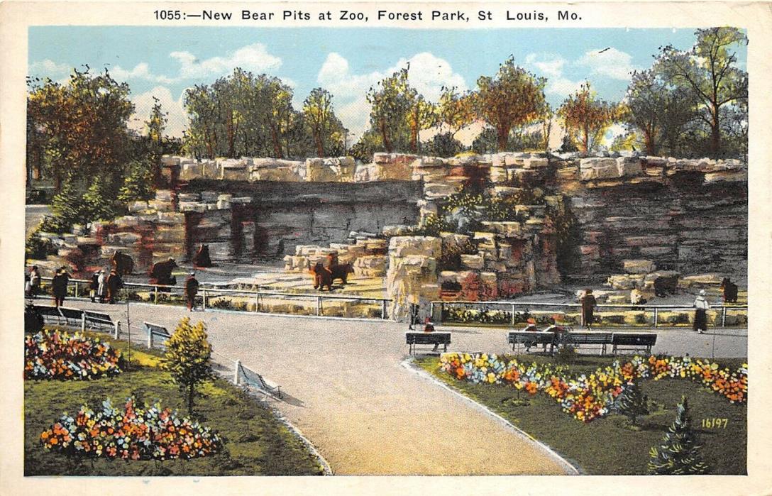 St. Louis Missouri 1926 Postcard New Bear Pits at Zoo Forest park