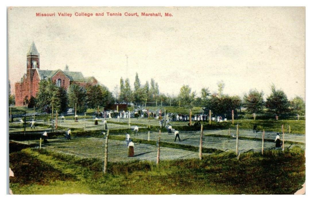 Early 1900s Missouri Valley College and Tennis Court, Marshall, MO Postcard