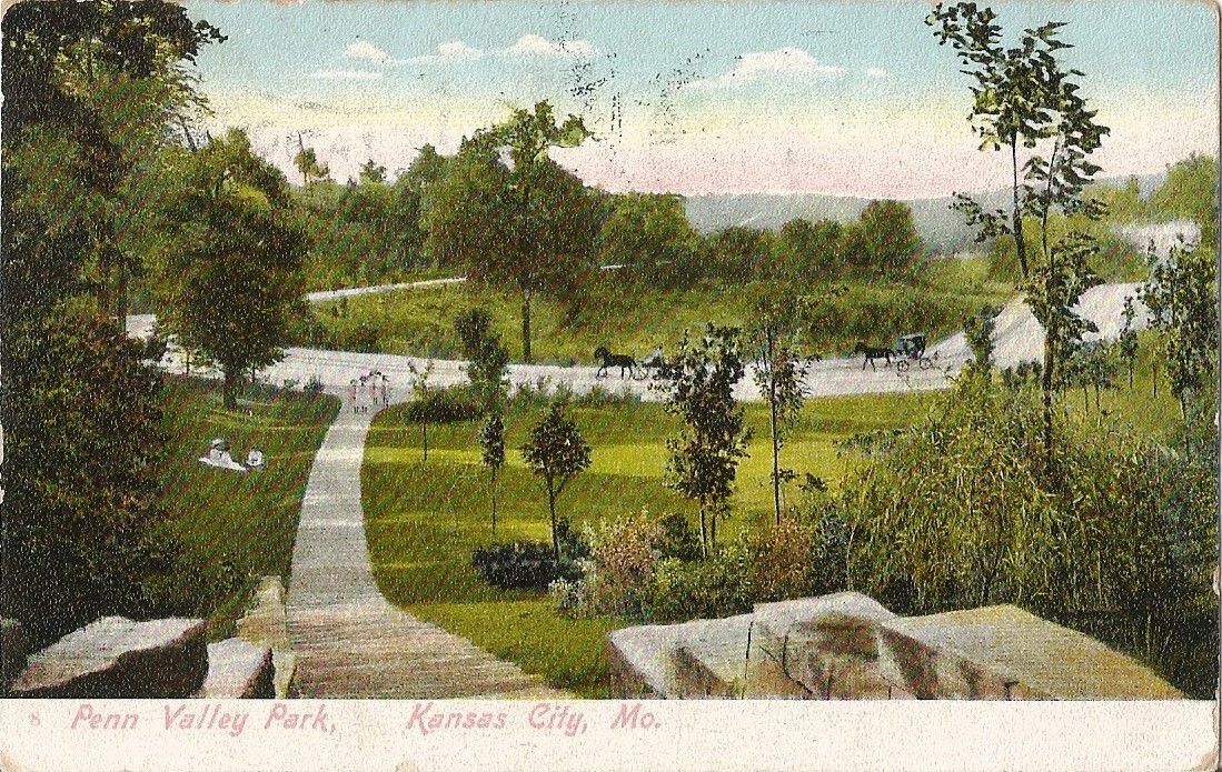 Postcard Kansas City Missouri Penn Valley Park 1907