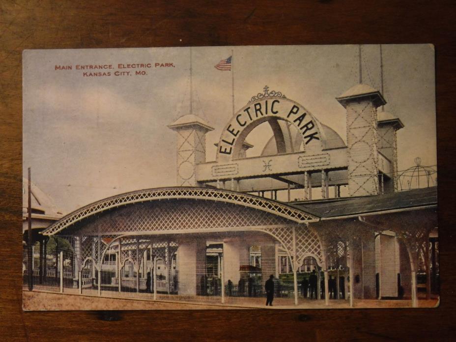 MO Missouri Kansas City Electric Park Main Entrance ca 1910