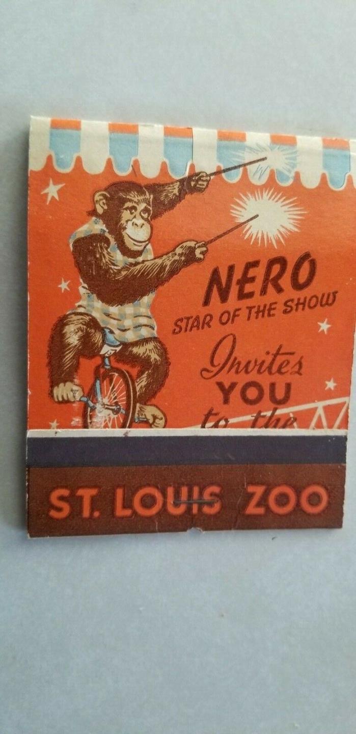 SUPER ST. LOUIS ZOO GIANT FEATURE MATCH BOOK NERO MONKEY ELEPHANTS L@@K!!