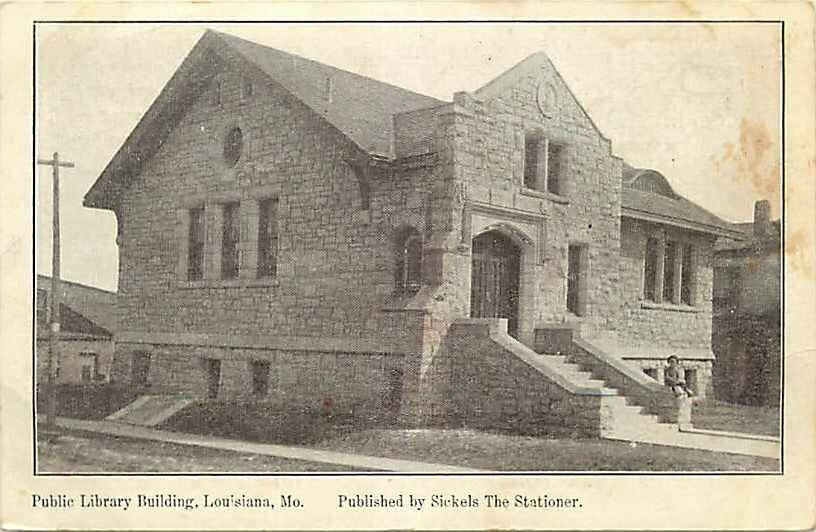 Postcard Public Library Building, Louisiana, Missouri - circa 1910