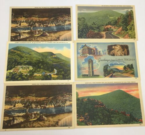 Lot of Unused Vintage Maryland & Virginia Post Cards Caves Luray Shenandoah Park