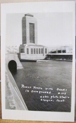 Montana RPPC FORT PECK Powerhouse w Ducks Coles #105 Glasgow Mont Photo Postcard