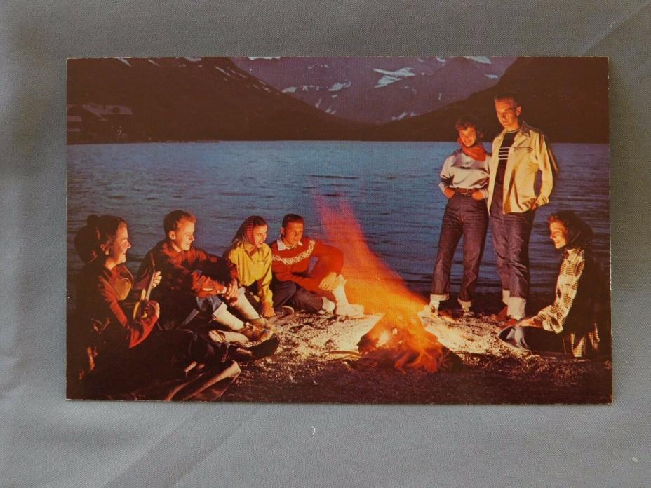 Vintage Postcard: Camping at Swiftcurrent Lake, Glacier NP