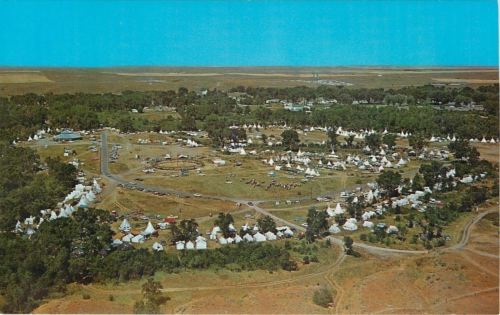 Crow Agency Montana~Aerial View: Tepee Capitol of the World~1960 Postcard