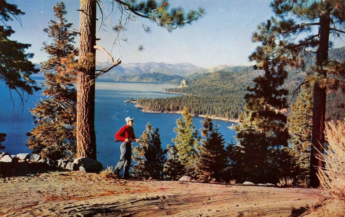 Lake Tahoe Near Cave Rock Duck Hunting Scene  Lake Tahoe,NV Vtg 1950's Postcard