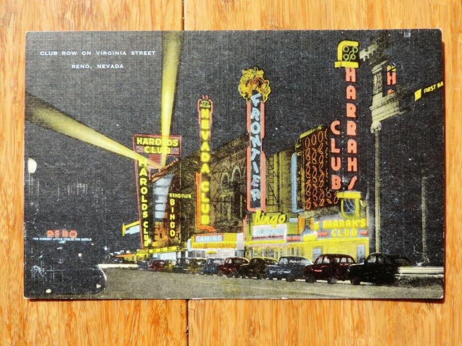 Vintage Postcard CLUB ROW ON VIRGINIA STREET  RENO NEVADA Unposted 1915