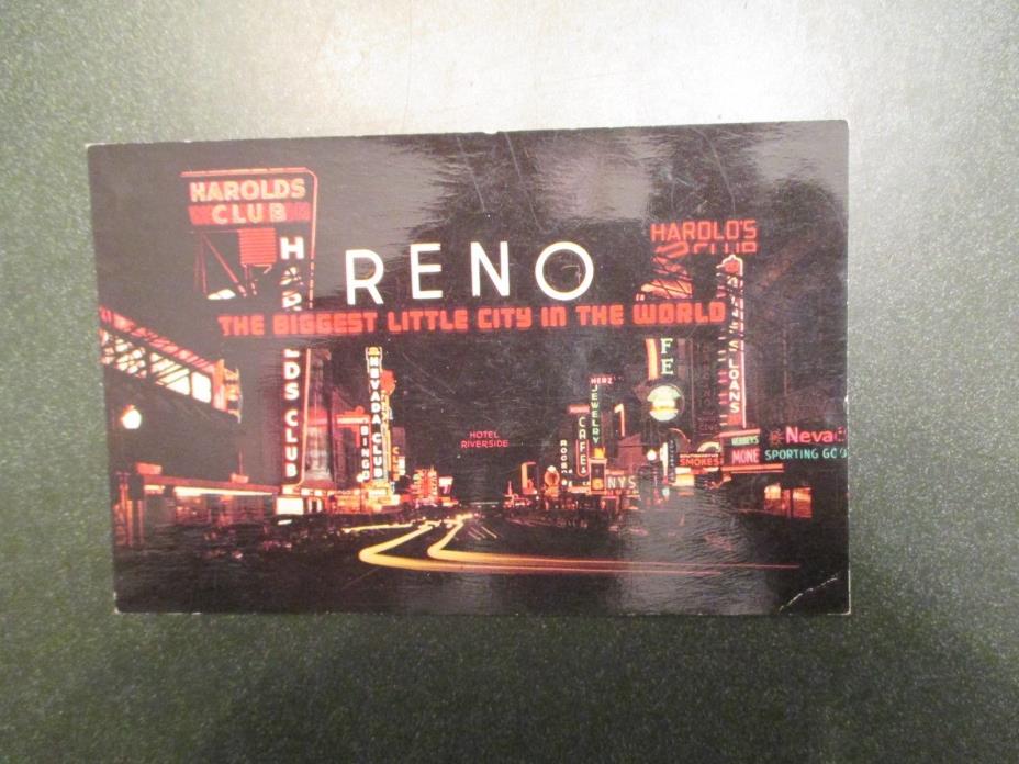 Virginia Street at night Reno Nevada NV Postcard