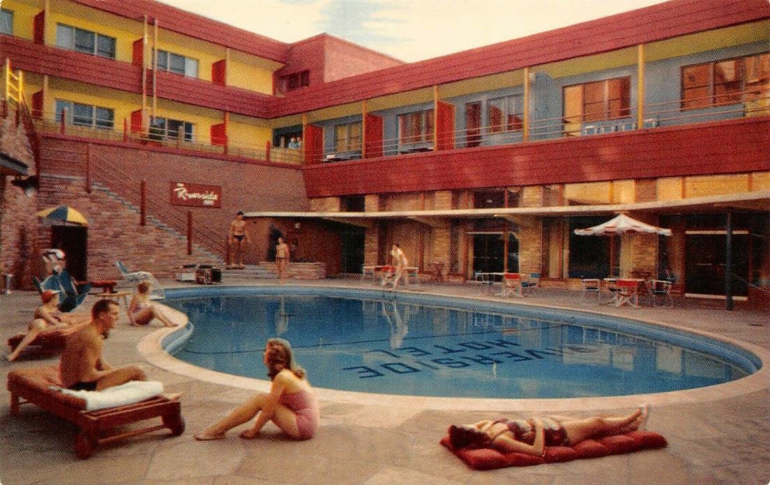 The Riverside Hotel Guest At Pool Scene Las Vegas,NV Vtg 1950's Chrome Postcard