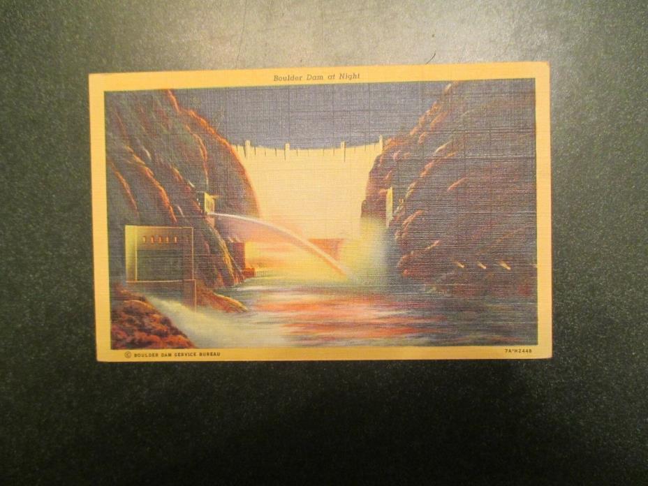 Boulder dam at night Nevada NV Postcard