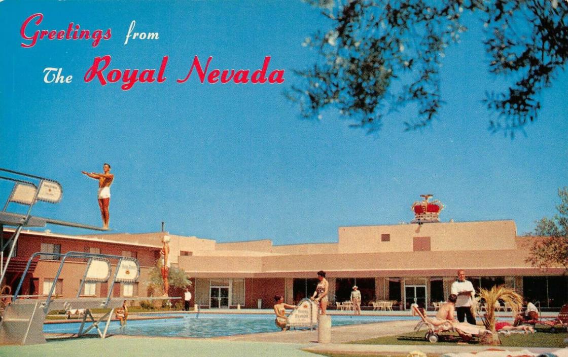 Greeting From Royal Nevada Hotel  Pool Scene Las Vegas,NV Vtg 1950's Postcard