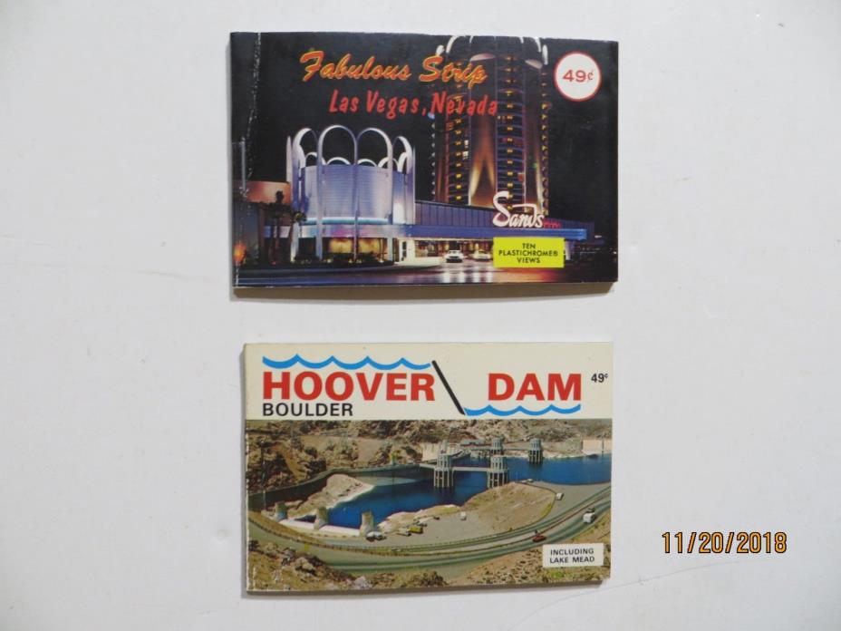 Vintage Mini Postcard Books Las Vegas Strip & Hoover Dam